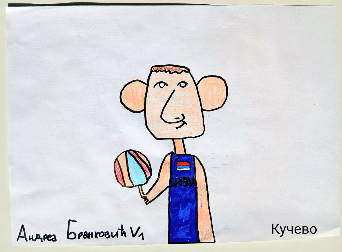 Карикатура 183: Никола Јокић Аутор: Андреа Бранковић 5/1 ОШ „Угрин Бранковић“, Кучево Ментор: Саша Драгојевић