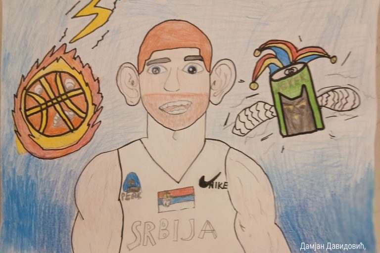 Карикатура 189: Никола Јокић Аутор: Дамјан Давидовић, 6/2 ОШ „Угрин Бранковић“ Кучево Ментор: Саша Драгојевић