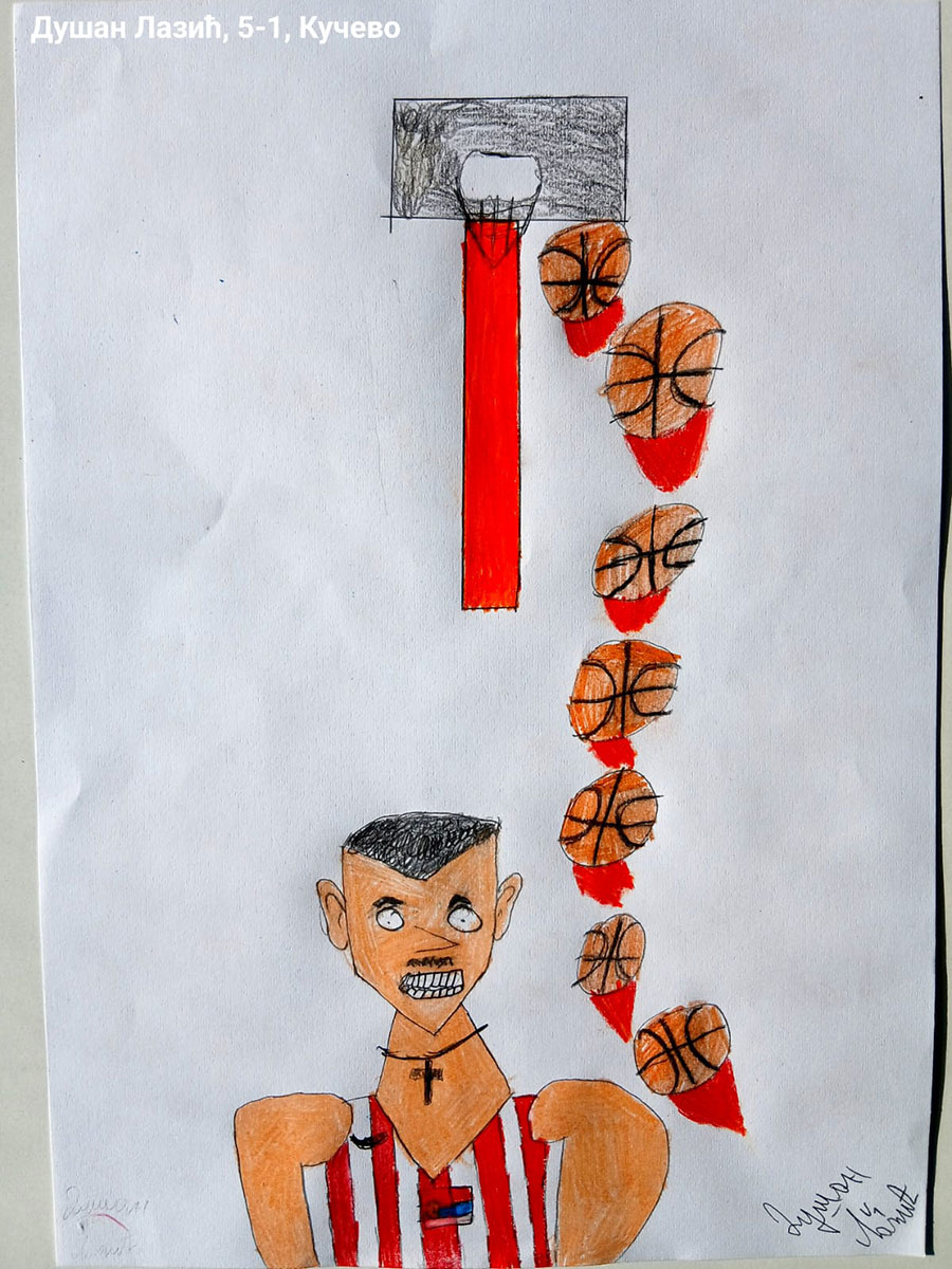 Карикатура 191: Никола Јокић Аутор: Душан Лазић, 5/1 ОШ „Угрин Бранковић“ Кучево Ментор: Саша Драгојевић