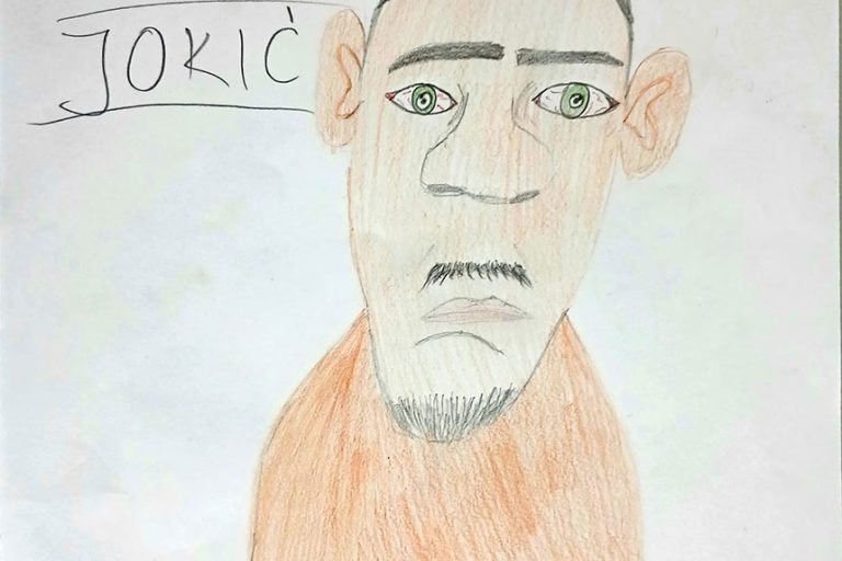 Карикатура 192: Никола Јокић Аутор: Елена Стојиловић, 8/1 ОШ „Угрин Бранковић“ Кучево Ментор: Саша Драгојевић