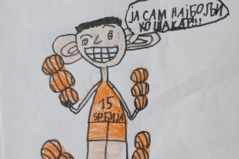 Карикатура 193: Никола Јокић Аутор: Хелена Јосимовић, 5/1 ОШ „Угрин Бранковић“ Кучево Ментор: Саша Драгојевић