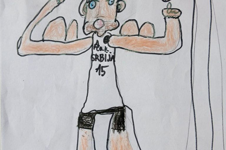 Карикатура 194: Никола Јокић Аутор: Ивана Бузејић, 5/1 ОШ „Угрин Бранковић“ Кучево Ментор: Саша Драгојевић