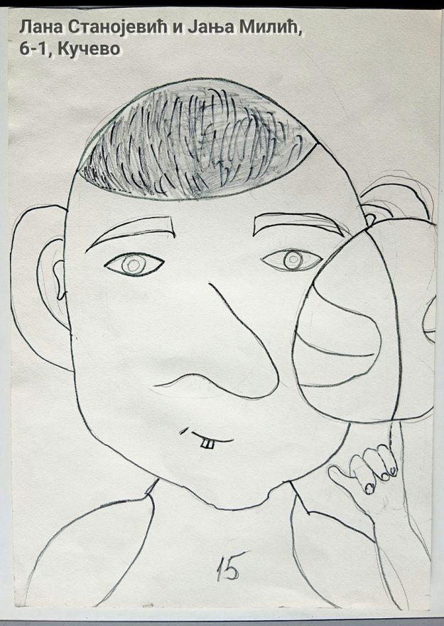 Карикатура 196: Никола Јокић Аутор: Лана Станојевић и Јања Милић, 6/1 ОШ „Угрин Бранковић“, Кучево Ментор: Саша Драгојевић