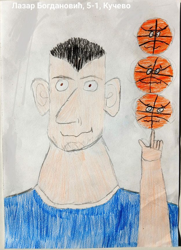 Карикатура 197: Никола Јокић Аутор: Лазар Богдановић, 5/1 ОШ „Угрин Бранковић“, Кучево Ментор: Саша Драгојевић
