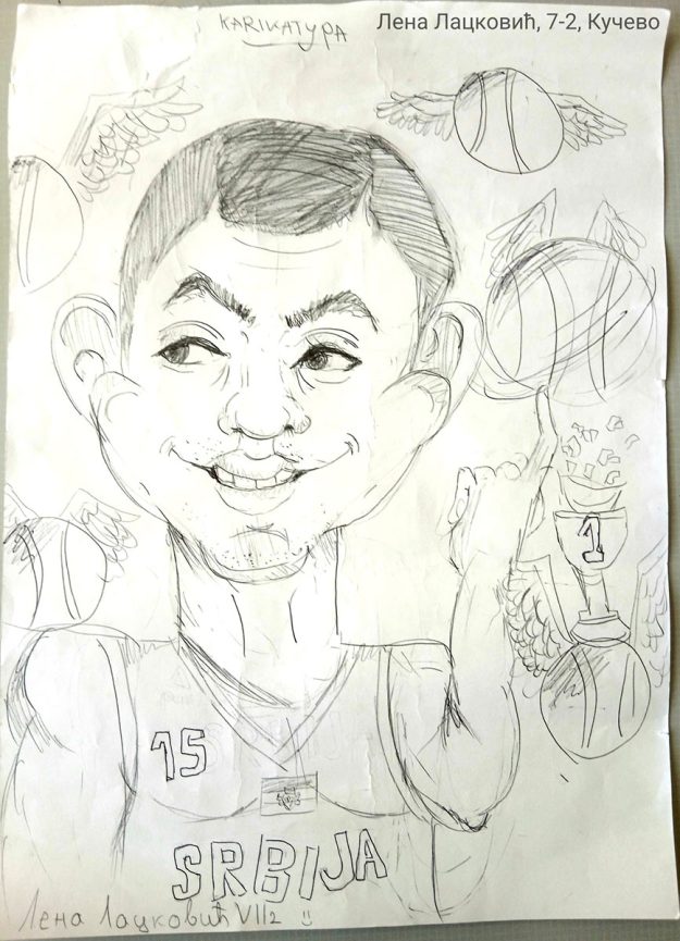Карикатура 198: Никола Јокић Аутор: Лена Лацковић, 7/2 ОШ „Угрин Бранковић“, Кучево Ментор: Саша Драгојевић