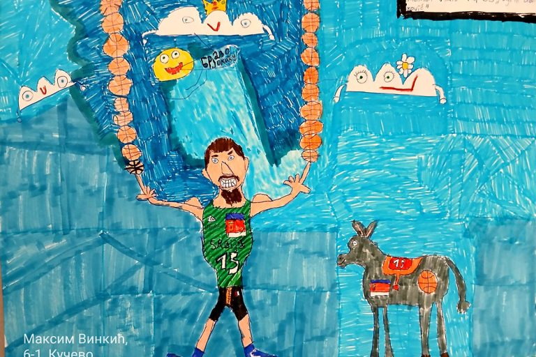 Карикатура 199: Никола Јокић Аутор: Максим Винкић, 6/1 ОШ „Угрин Бранковић“, Кучево Ментор: Саша Драгојевић