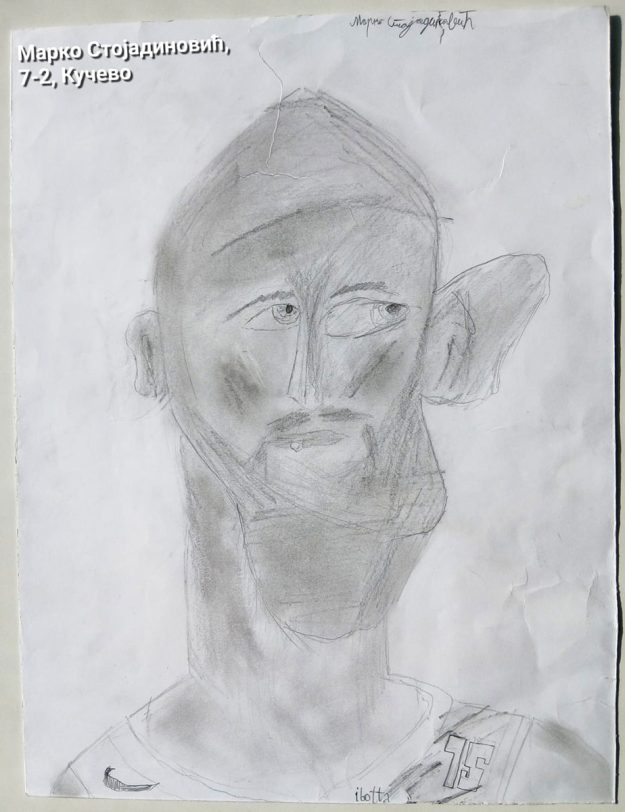 Карикатура 200: Никола Јокић Аутор: Марко Стојадиновић, 7/2 ОШ „Угрин Бранковић“, Кучево Ментор: Саша Драгојевић