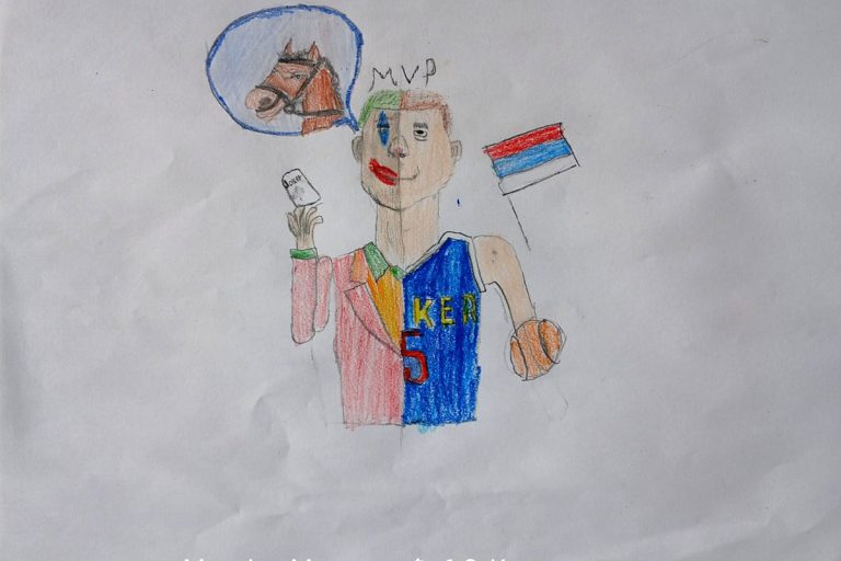 Карикатура 203: Никола Јокић Аутор: Михајло Маленовић, 6/2 ОШ „Угрин Бранковић“, Кучево Ментор: Саша Драгојевић