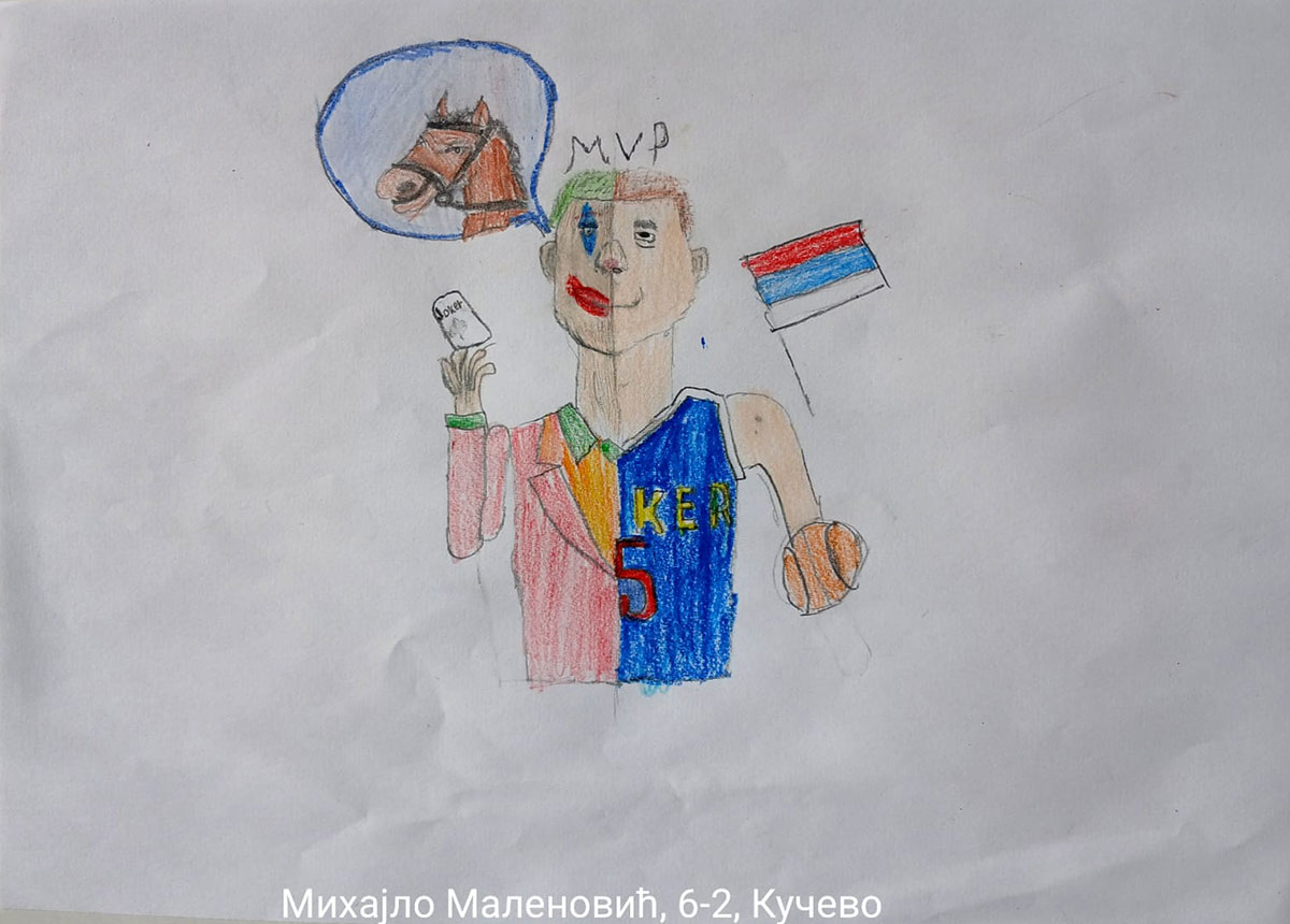 Карикатура 203: Никола Јокић Аутор: Михајло Маленовић, 6/2 ОШ „Угрин Бранковић“, Кучево Ментор: Саша Драгојевић