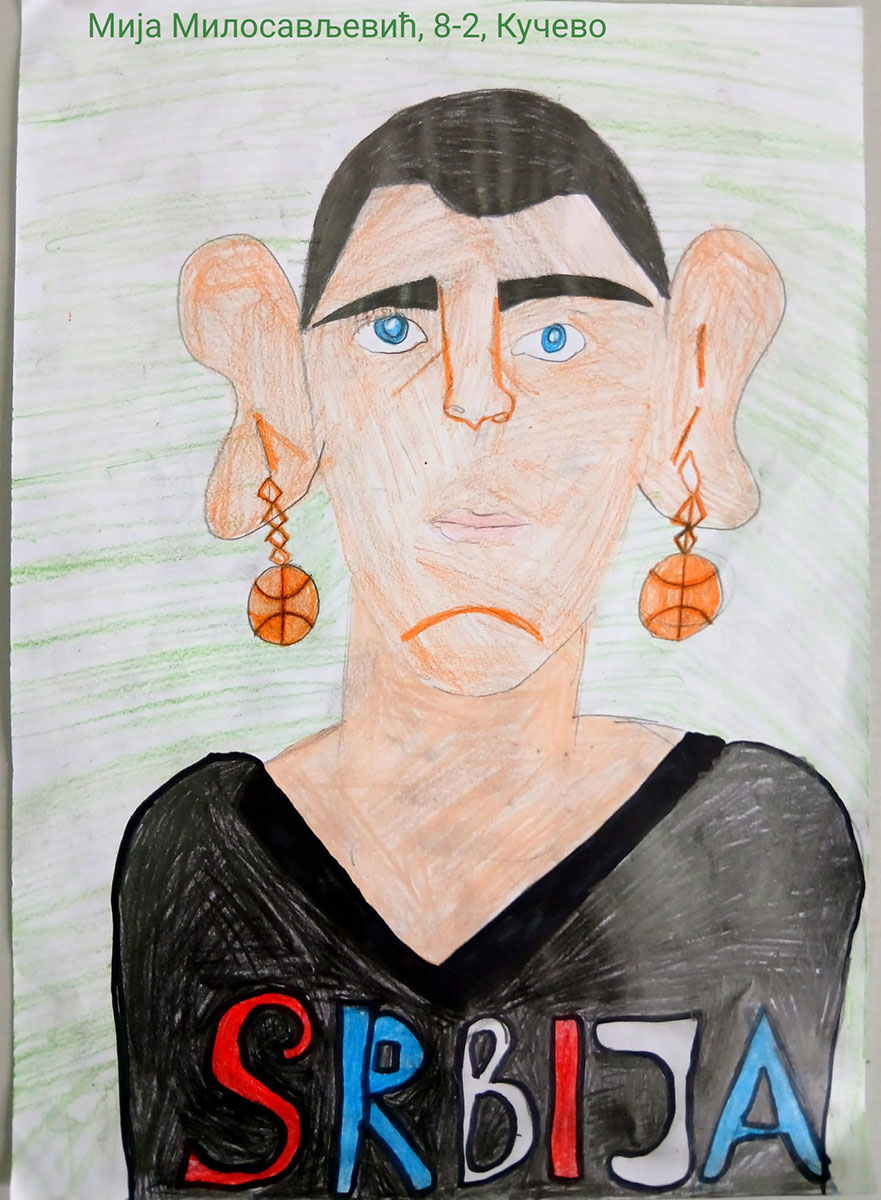 Карикатура 204: Никола Јокић Аутор: Мија Милосављевић, 8/2 ОШ „Угрин Бранковић“, Кучево Ментор: Саша Драгојевић