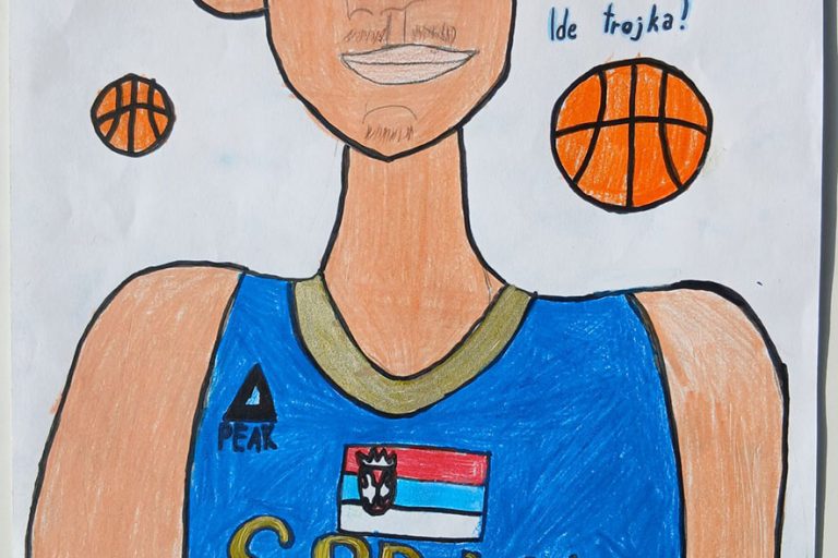 Карикатура 206: Никола Јокић Аутор: Мила Ђокић и Николија Радосављевић, 5/1 ОШ „Угрин Бранковић“,Кучево Ментор: Саша Драгојевић