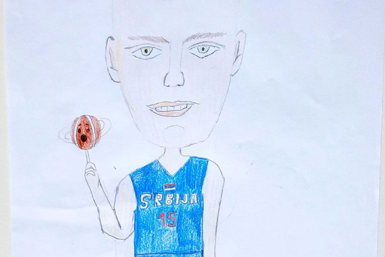 Карикатура 212: Никола Јокић Аутор: Николина Марјоковић, 6/2 ОШ „Угрин Бранковић“,Кучево Ментор: Саша Драгојевић