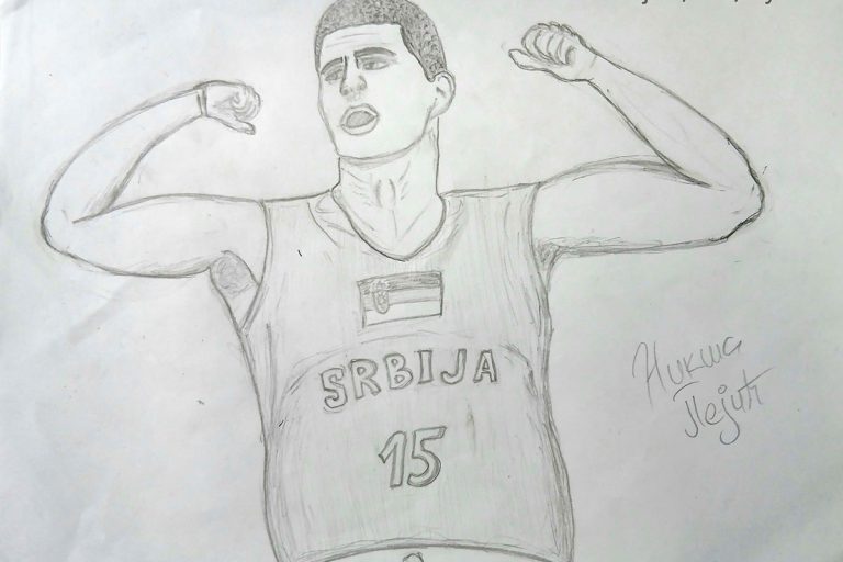 Карикатура 213: Никола Јокић Аутор: Никша Пејић, 8/1 ОШ „Угрин Бранковић“,Кучево Ментор: Саша Драгојевић