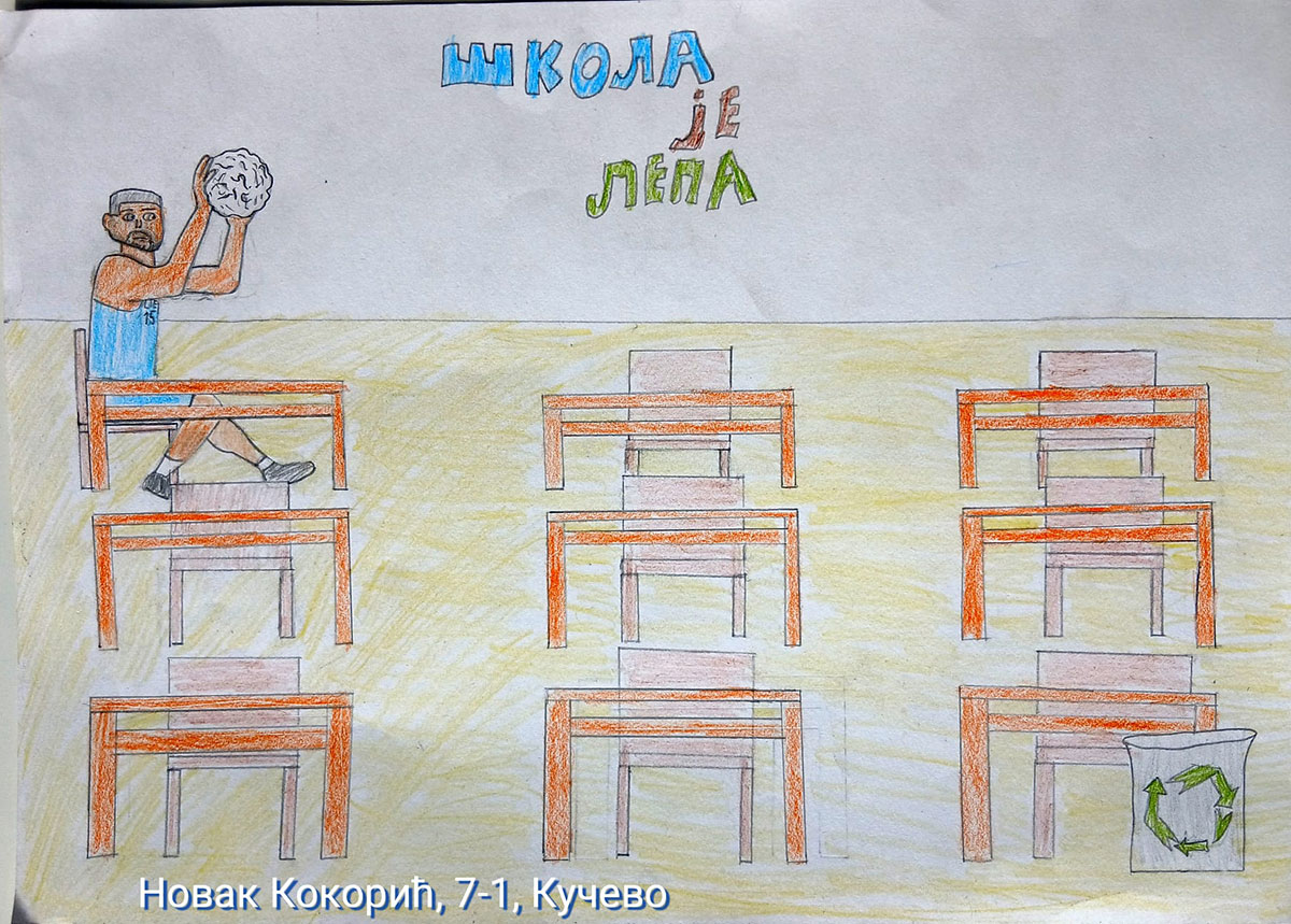 Карикатура 214: Никола Јокић Аутор: Новак Кокорић, 7/1 ОШ „Угрин Бранковић“,Кучево Ментор: Саша Драгојевић