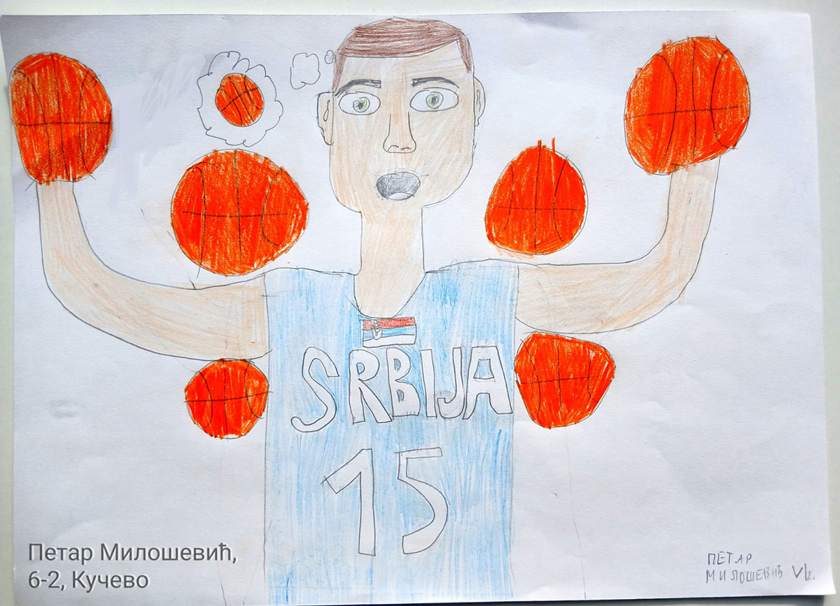 Карикатура 215: Никола Јокић Аутор: Петар Милошевић, 6/2 ОШ „Угрин Бранковић“,Кучево Ментор: Саша Драгојевић