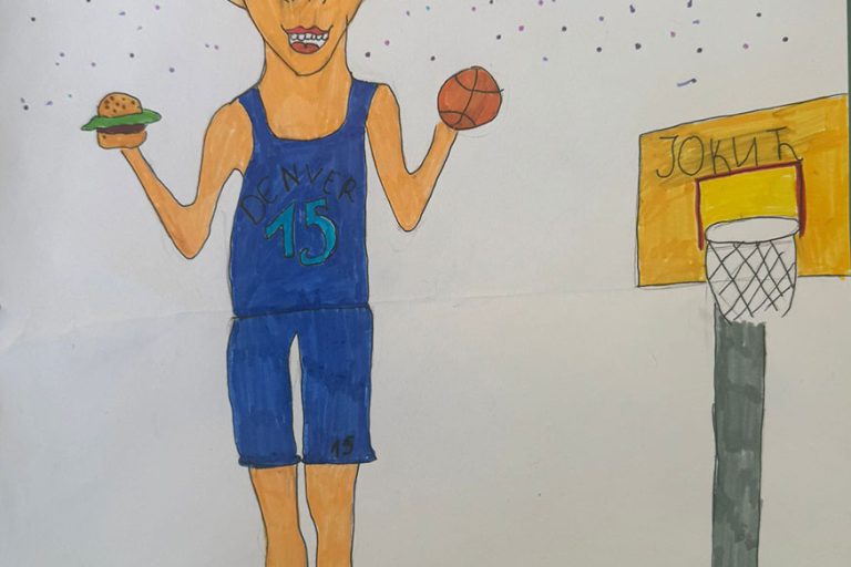 Карикатура 217: Никола Јокић Аутор: Петра Живановић, 8/4 ОШ „Угрин Бранковић“,Буковска, Кучево Ментор: Саша Драгојевић