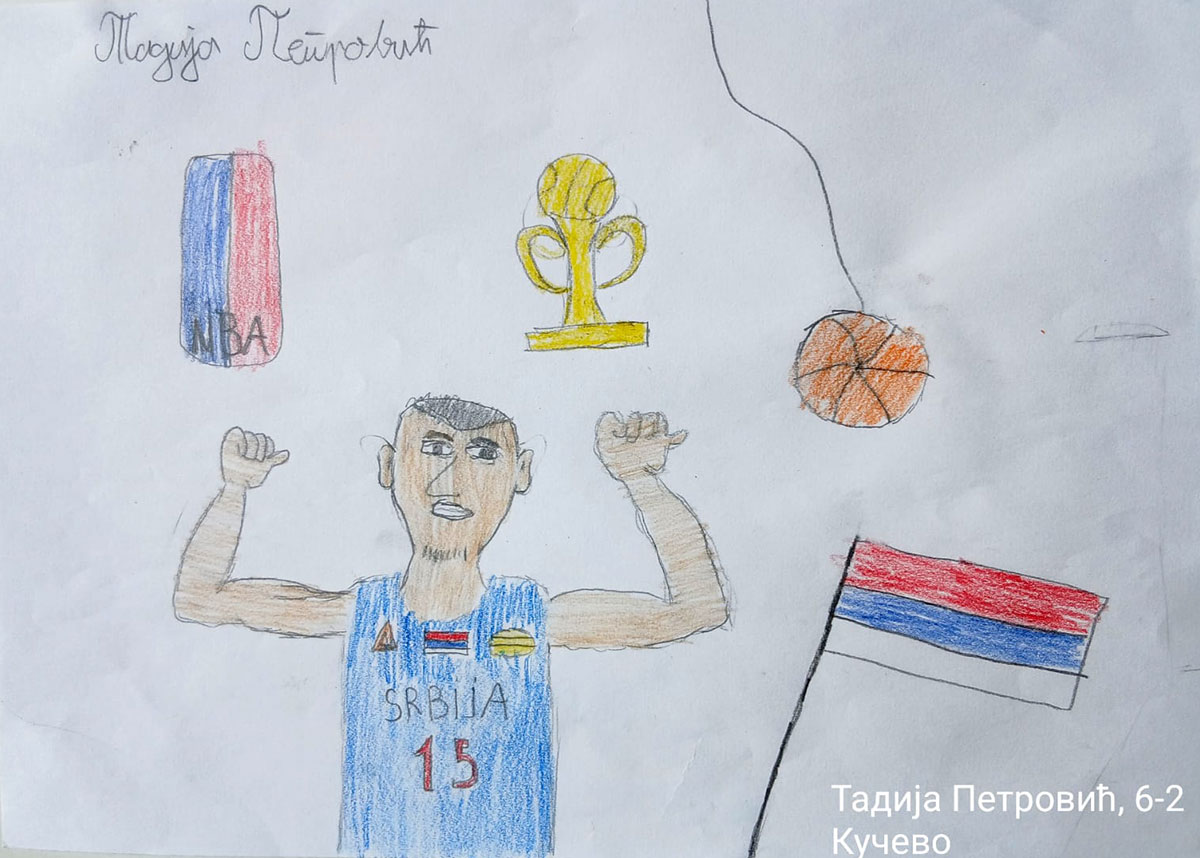 Карикатура 221: Никола Јокић Аутор: Тадија Петровић, 6/2 ОШ „Угрин Бранковић“ , Кучево Ментор: Саша Драгојевић