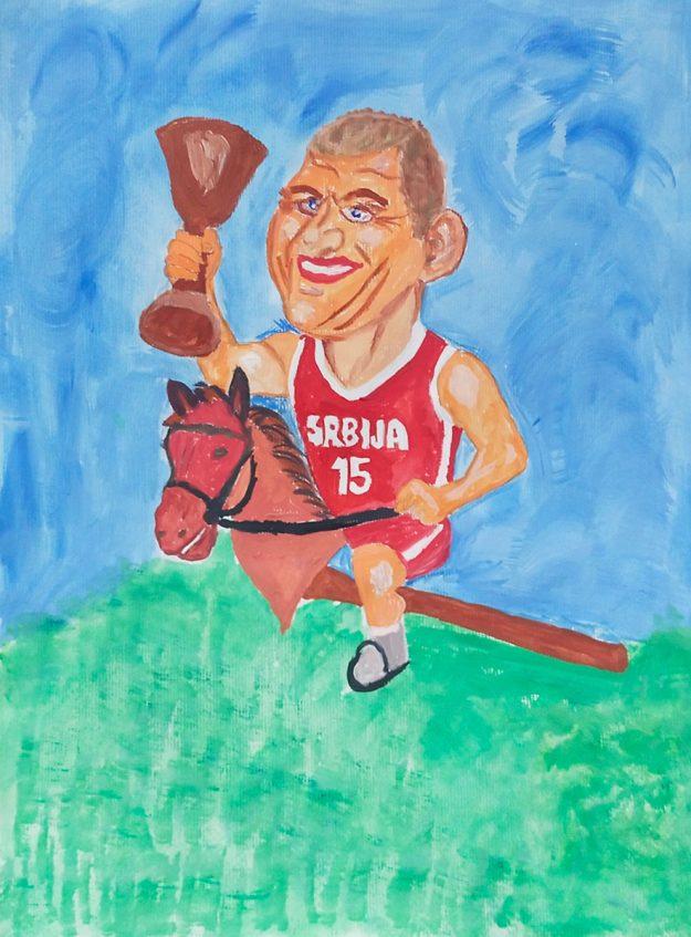 Карикатура 227: Никола Јокић Аутор: Симона Глигоријевић, 8/3 ОШ „Доситеј Обрадовић“ Пожаревац Ментор: Јованка Ликар