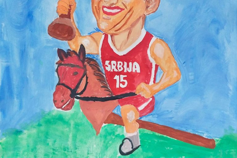 Карикатура 227: Никола Јокић Аутор: Симона Глигоријевић, 8/3 ОШ „Доситеј Обрадовић“ Пожаревац Ментор: Јованка Ликар