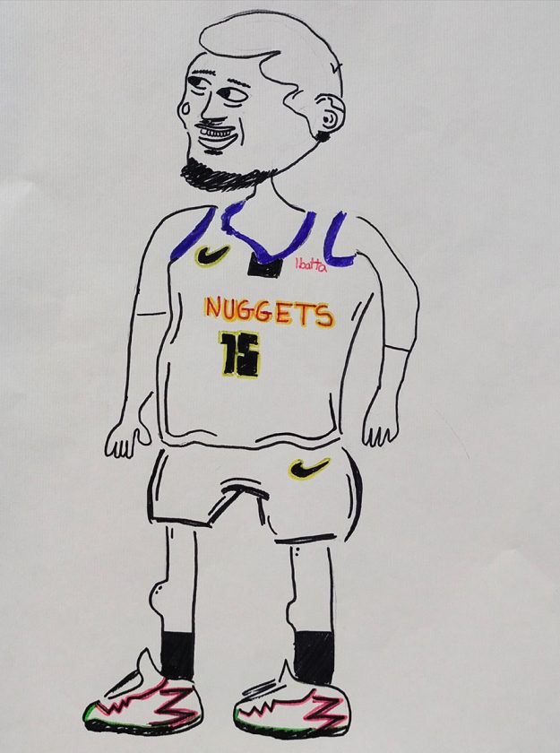 Карикатура 229: Никола Јокић Аутор: Никша Кнежевић, 5/3 ОШ „Доситеј Обрадовић“ Пожаревац Ментор: Јованка Ликар