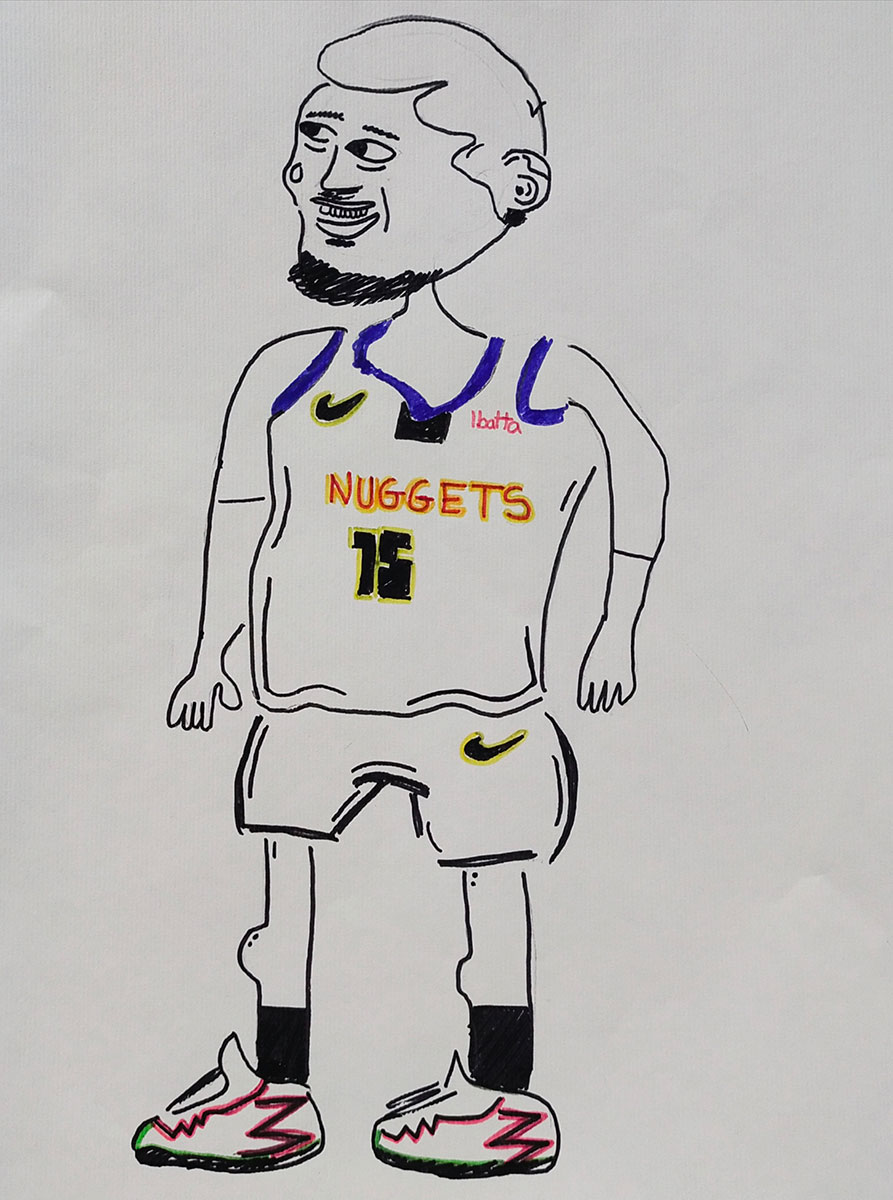 Карикатура 229: Никола Јокић Аутор: Никша Кнежевић, 5/3 ОШ „Доситеј Обрадовић“ Пожаревац Ментор: Јованка Ликар