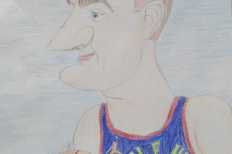 Карикатура 232: Никола Јокић Аутор: Алекса Перић, 5/3 ОШ „Доситеј Обрадовић“ Пожаревац Ментор: Јованка Ликар