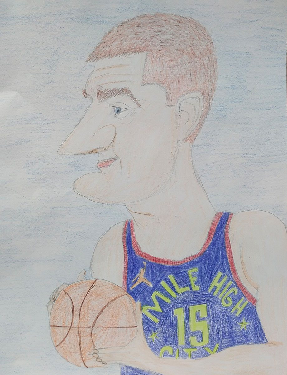 Карикатура 232: Никола Јокић Аутор: Алекса Перић, 5/3 ОШ „Доситеј Обрадовић“ Пожаревац Ментор: Јованка Ликар