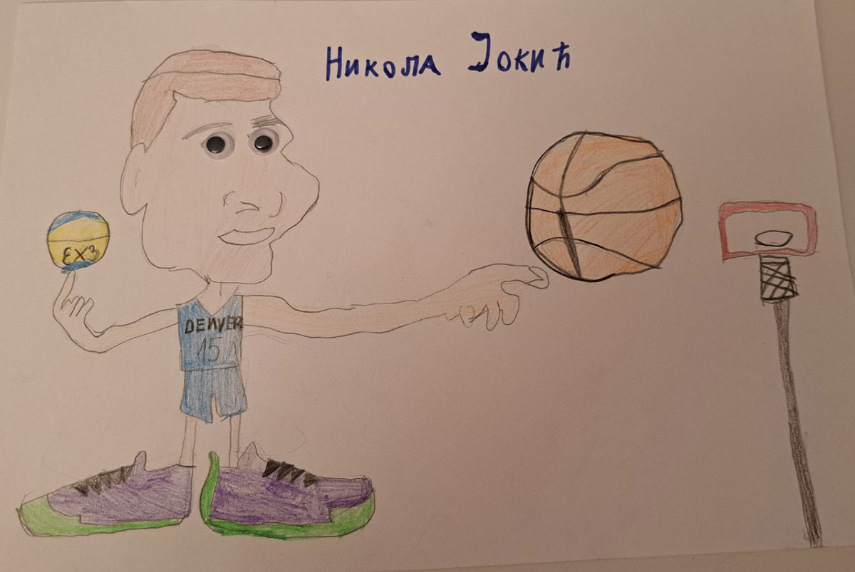 Карикатура 237: Никола Јокић Аутор: Вук Стојадиновић, други разред ОШ"Краљ Александар I", Пожаревац Ментор Ивана Мартиновић Никодијевић