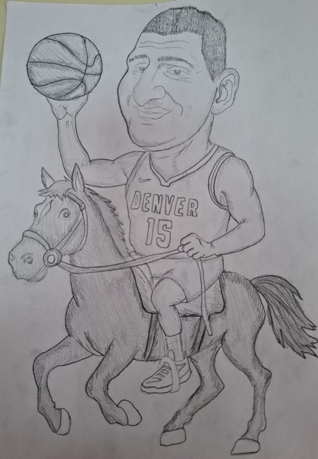 Карикатура 242: Никола Јокић Аутор: Матеја Јовановић, 2/5 Гимназија, Пожаревац