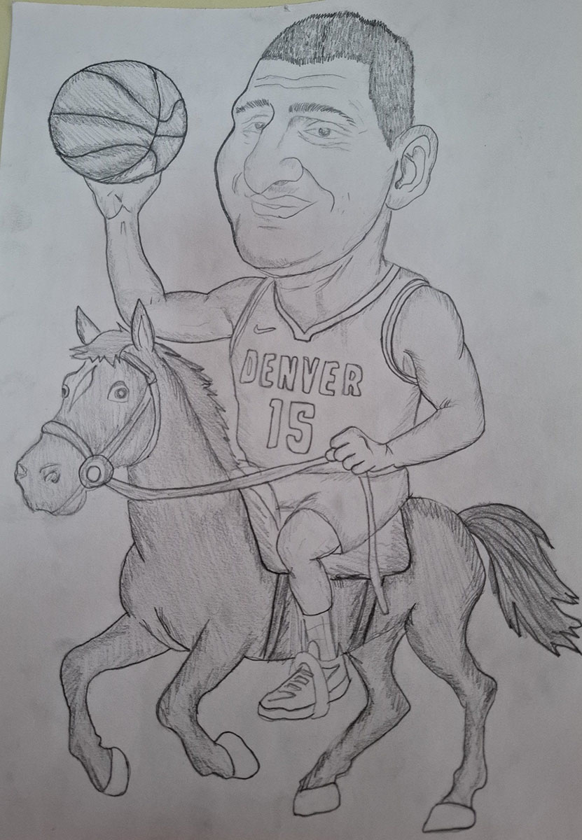 Карикатура 242: Никола Јокић Аутор: Матеја Јовановић, 2/5 Гимназија, Пожаревац