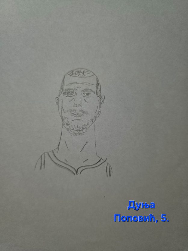 Карикатура 248: Никола Јокић Аутор: Дуња Поповић, 5. разред Српска допунска школа, СР Немачка Ментор: Александра Цветковић