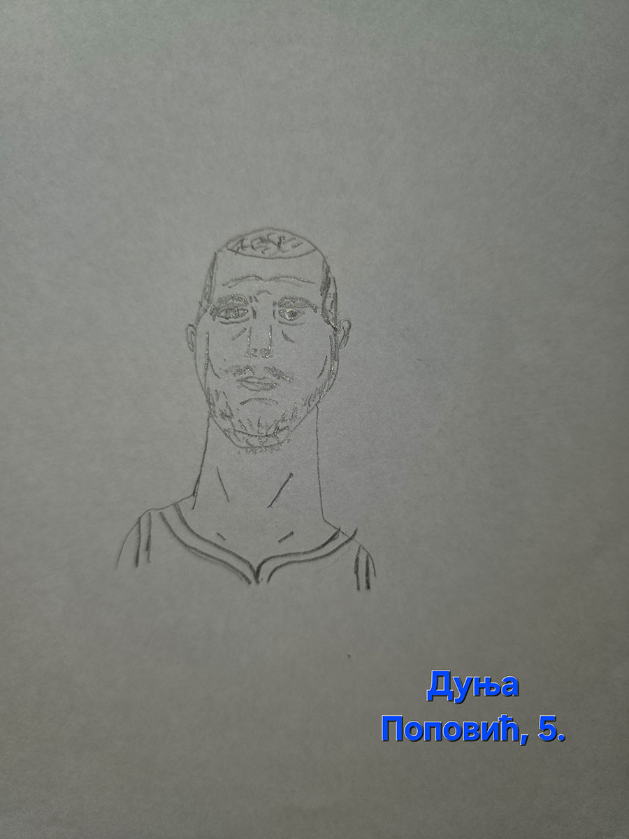 Карикатура 248: Никола Јокић Аутор: Дуња Поповић, 5. разред Српска допунска школа, СР Немачка Ментор: Александра Цветковић