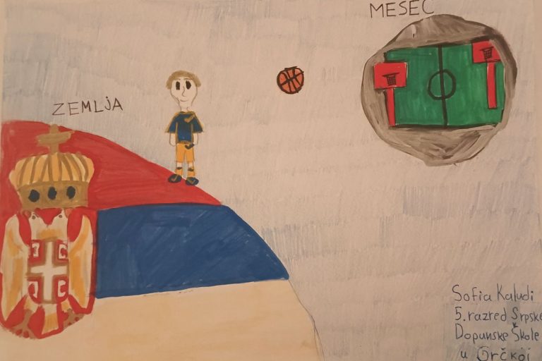 Карикатура 249: Никола Јокић Аутор: Софија Калуди, 11 година Српска допунска школа, Грчка Ментор: Љубица Покрајац