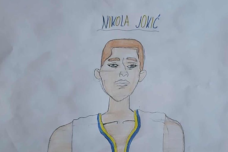 Карикатура 253: Никола Јокић Аутор: Катерина Вартелтзиду, 10 година Српска допунска школа, Грчка Ментор: Љубица Покрајац