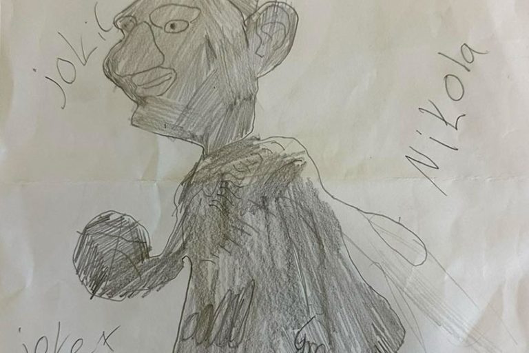 Карикатура 255: Никола Јокић Аутор: Маркос Апостолидис, 10 година Српска допунска школа, Грчка Ментор: Љубица Покрајац