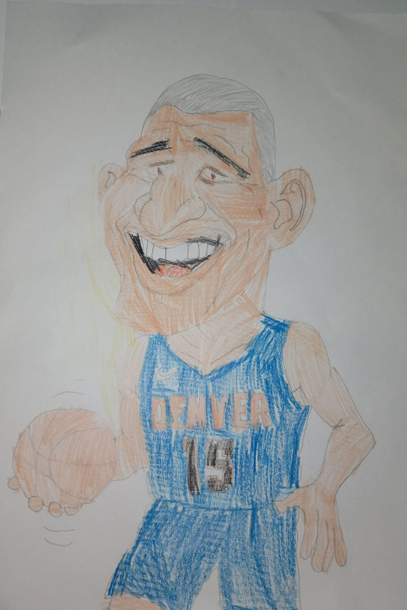 Карикатура 259: Никола Јокић аутор: Андреј Ташић, други разред ОШ 'Краљ Александар I", Пожаревац Ментор: Ивана Мартиновић Никодијевић