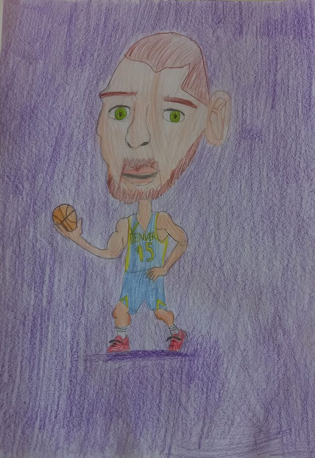 Карикатура 58: Никола Јокић Аутор: Теодора Миленковић, 4/1 ОШ „Свети Сава“, Пожаревац Ментор: Ерол Ђурић