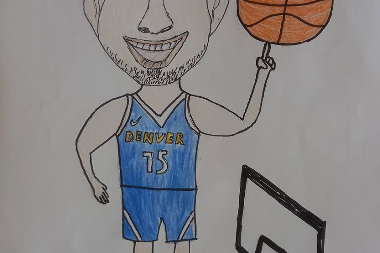 Карикатура 61: Никола Јокић Аутор: Вук Ђокић, 8/2 ОШ „Свети Сава“, Пожаревац Ментор: Ерол Ђурић