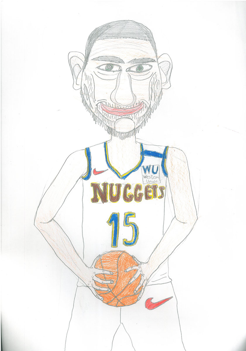 Карикатура 66: Никола Јокић Аутор: Лазар Милановић, 5/1 ОШ „Моша Пијаде“, Жагубица Ментор: Наташа Станојевић