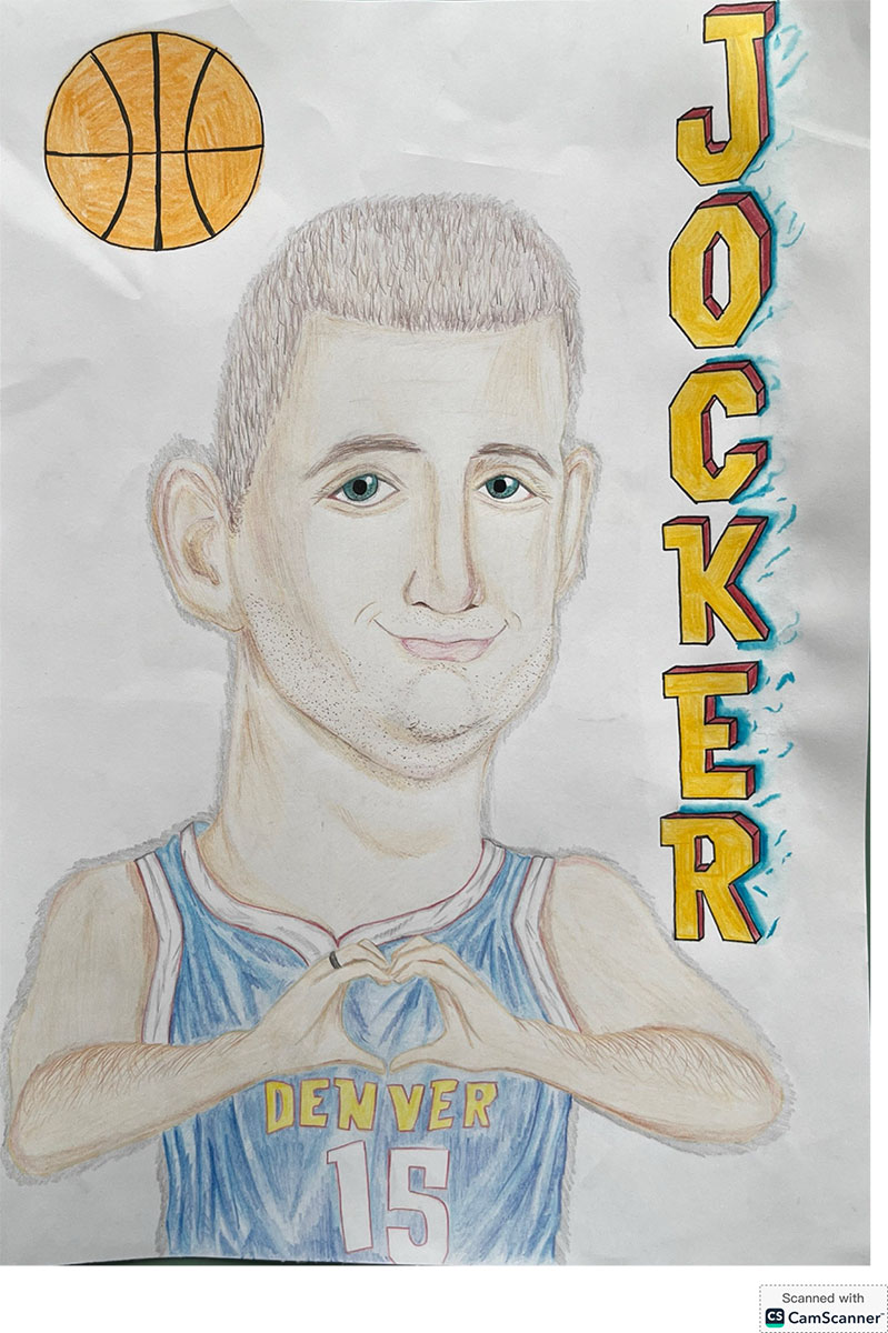 Карикатура 68: Никола Јокић Аутор: Анастасија Лола Коцић, 9. разред ЈУ Основна школа ,,Свети Сава" Бијељина Ментор: мср Маријана Радовановић