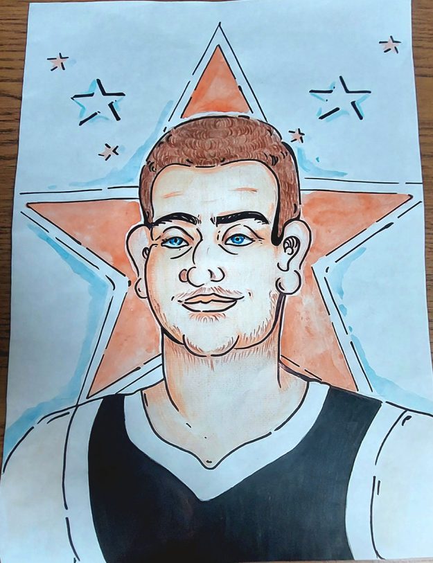 Карикатура 69: Никола Јокић Аутор: Марко Николић, 9/2 ОШ „Дворови”, Дворови Ментор: Радмила Максимовић