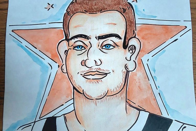 Карикатура 69: Никола Јокић Аутор: Марко Николић, 9/2 ОШ „Дворови”, Дворови Ментор: Радмила Максимовић