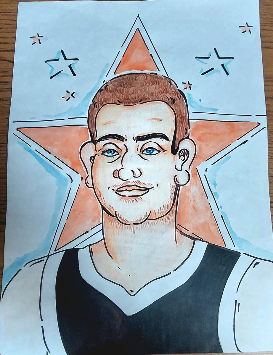 Карикатура 69: Никола Јокић Аутор: Марко Николић, 9/2 ОШ „Дворови”, Дворови Ментор: Радмила Максимовић