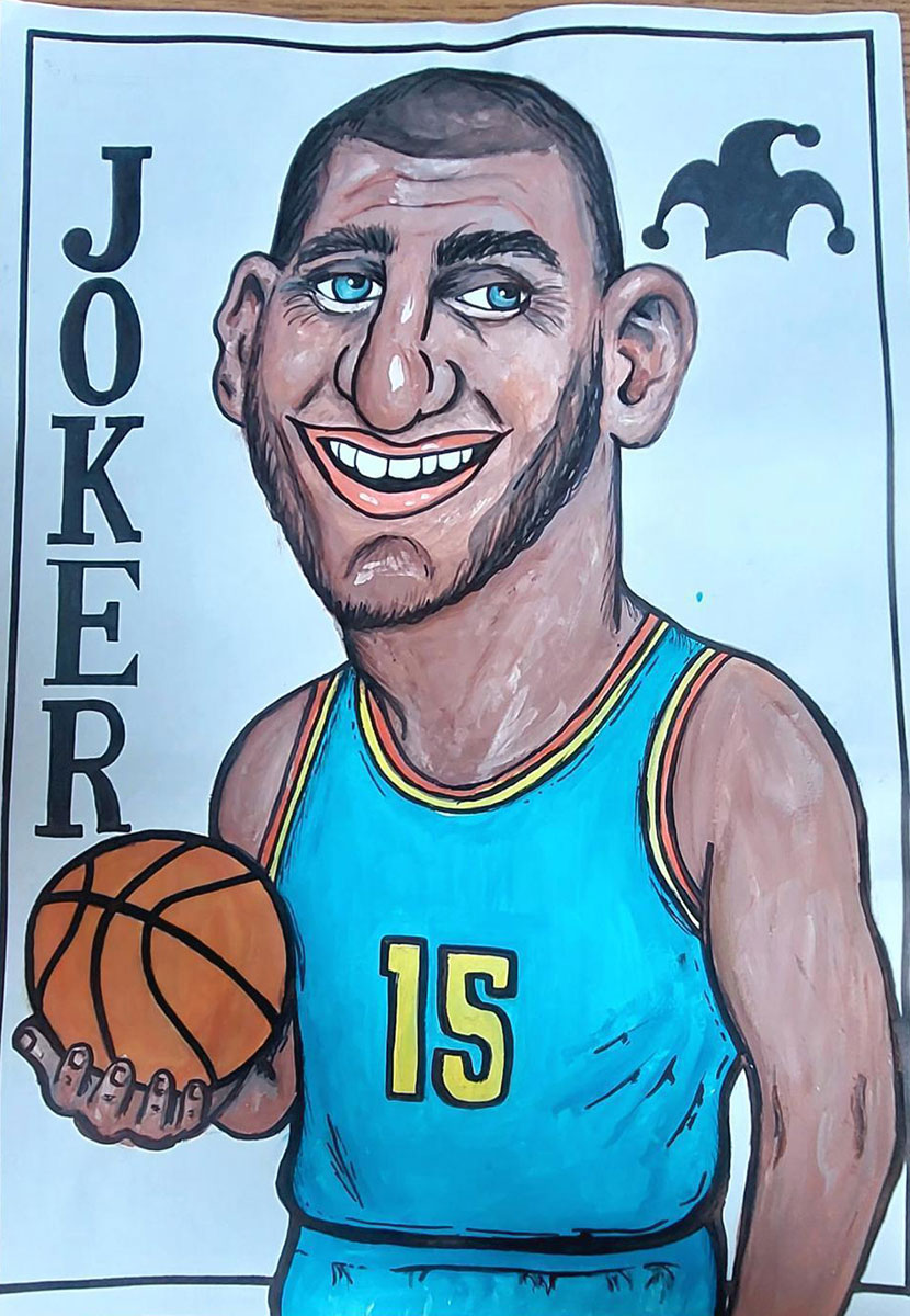 Карикатура 70: Никола Јокић Аутор : Сандра Рађен, 9/2 ОШ " Дворови ", Дворови Бијељина , РС Ментор: Радмила Максимовић