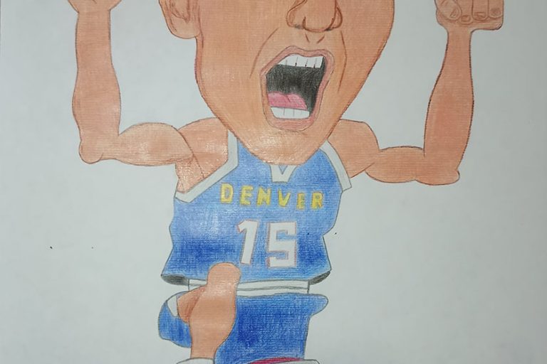 Карикатура 72: Никола Јокић Аутор : Сања Николић, 8/1 ОШ “Петар Петровић Његош", Велика Обарска, РС Ментор: Радмила Максимовић