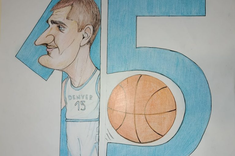 Карикатура 73: Никола Јокић Аутор : Данијела Танадковић, 7/1 ОШ “Петар Петровић Његош", Велика Обарска, РС Ментор: Радмила Максимовић