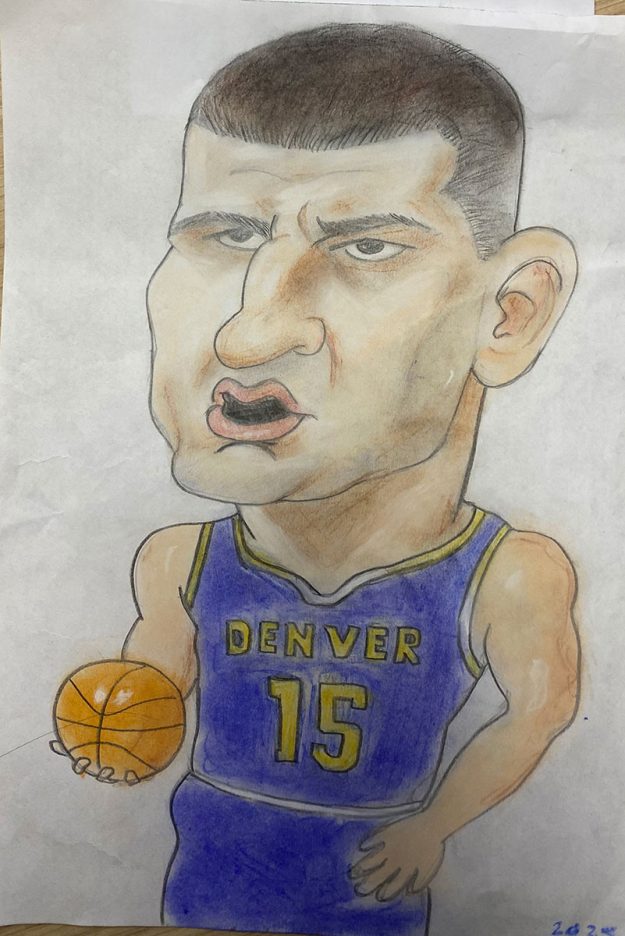 Карикатура 74: Никола Јокић Аутор : Душан Кукурековић 4/5 ОШ „Др Јован Цвејић", Смедерево Ментор: Наташа Обрадовић