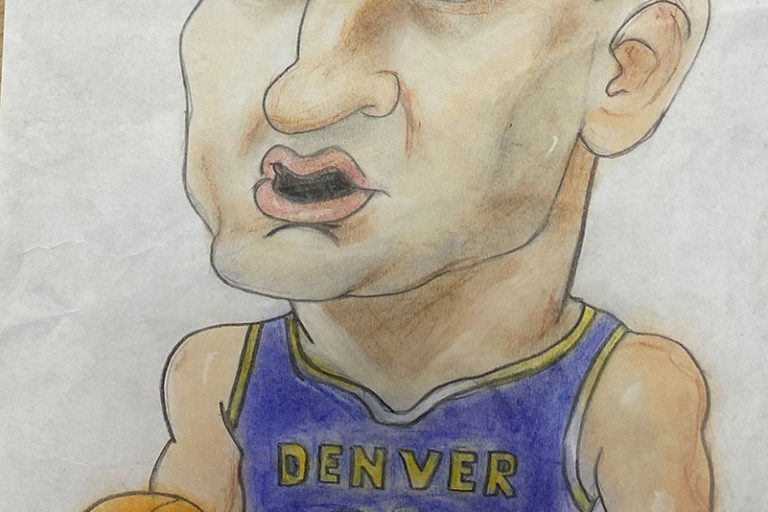 Карикатура 74: Никола Јокић Аутор : Душан Кукурековић 4/5 ОШ „Др Јован Цвејић", Смедерево Ментор: Наташа Обрадовић