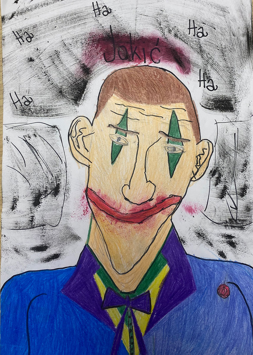 Карикатура 75: Никола Јокић Аутор : Лена Драгутиновић, 4/5 ОШ „Др Јован Цвејић", Смедерево Ментор: Наташа Обрадовић