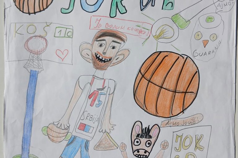 Карикатура 84: Никола Јокић Аутор : Лана Руфић, 6. разред ОШ „Вељко Дугошевић", Турија Ментор: Саша Драгојевић